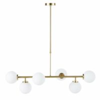 Suspension en métal doré 6 globes en verre opaline Maisons du Monde