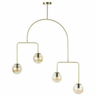 Suspension mobile 4 globes en verre ambré et métal doré Maisons du Monde