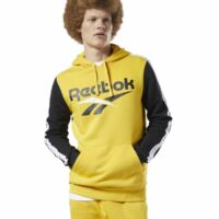 Sweat à capuche gros logo Noir Jaune Reebok