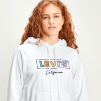 Sweat à capuche imprimé devant Blanc Levi's