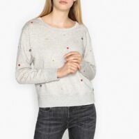 Sweat brodés FELIX the CAT Gris Clair Maison Scotch