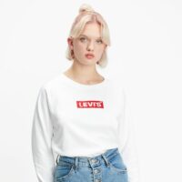 Sweat col rond logo Blanc Levi's