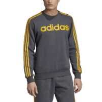 Sweat col rond molleton 3 bandes Gris Chiné Foncé adidas performance