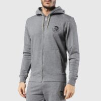 Sweat zippé à capuche Gris Chiné - Noir Diesel