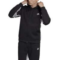 Sweat zippé à capuche molleton 3 stripes Noir adidas performance