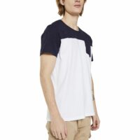 T-shirt bicolore 1 poche poitrine Blanc / Bleu Marine Esprit