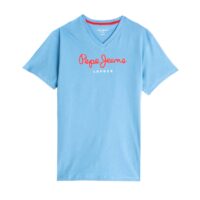 T-shirt col V Eggo Gris Chiné - Bleu Moyen - Rouge Pepe Jeans