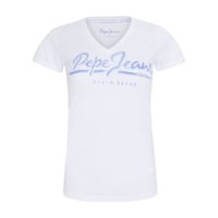 T-shirt col V logo Andrea Blanc Pepe Jeans