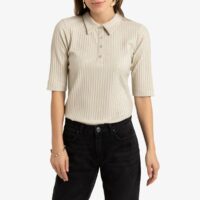 T-shirt col polo maille brillante Beige LA REDOUTE COLLECTIONS