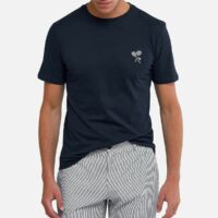 T-shirt col rond broderie badminton Bleu Marine LA REDOUTE COLLECTIONS