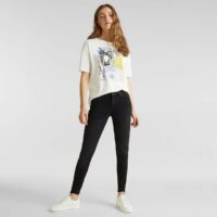 T-shirt col rond en coton bio Ecru Esprit