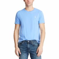 T-shirt col rond en jersey de coton Bleu Moyen - Rouge Vif Polo Ralph Lauren