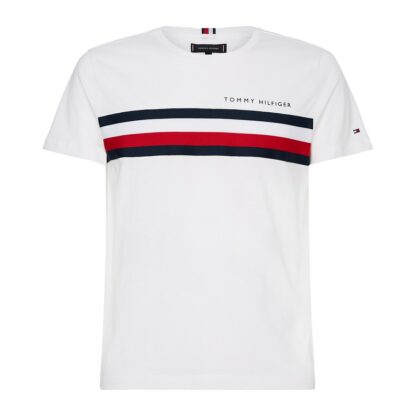 T-shirt col rond manches courtes Global Stripe Rouge - Blanc - Bleu Marine Tommy Hilfiger