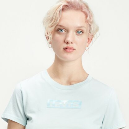 T-shirt col rond manches courtes imprimé devant Bleu Clair Levi's