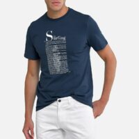 T-shirt col rond manches courtes imprimé devant Bleu Marine LA REDOUTE COLLECTIONS