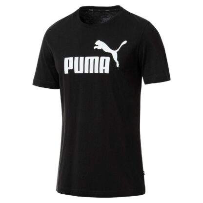 T-shirt col rond manches courtes imprimé devant Noir Puma