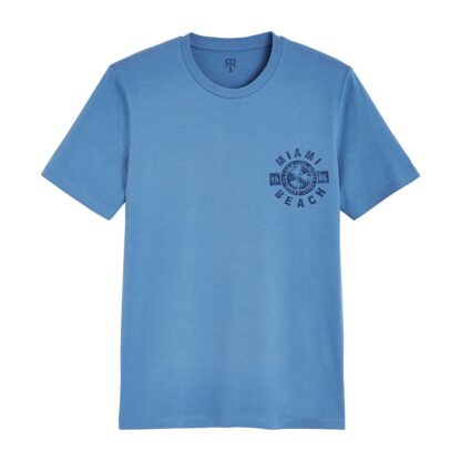 T-shirt col rond manches courtes imprimé poitrine Bleu LA REDOUTE COLLECTIONS