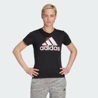 T-shirt col rond manches courtes logo Noir adidas performance