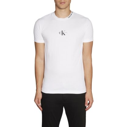T-shirt col v coupe slim stretch Essential Blanc - Noir Calvin Klein Jeans