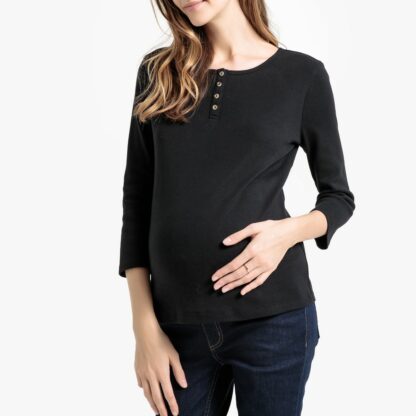 T-shirt de grossesse col tunisien Blanc;Noir LA REDOUTE COLLECTIONS