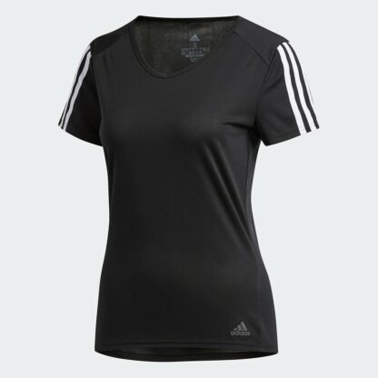 T-shirt de running col V manches courtes Noir;Blanc adidas performance