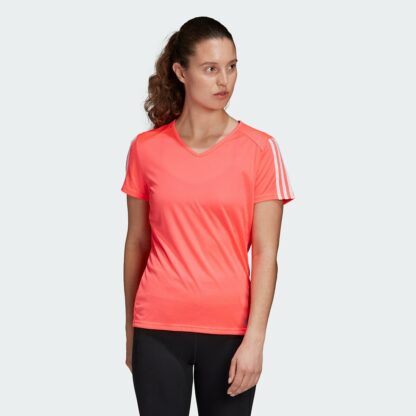 T-shirt de running col V manches courtes Rose adidas performance