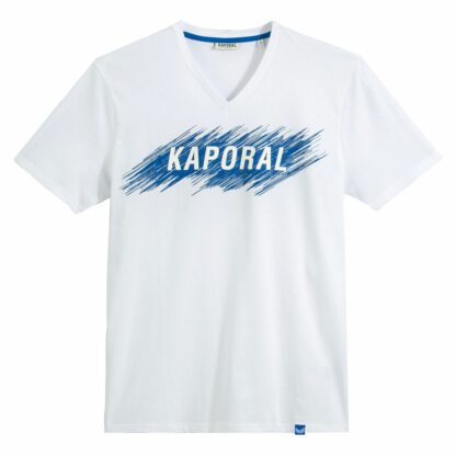 T-shirt droit col V Mass Gris (Medium Grey Mel) - Noir - Blanc - Bleu Water - Rose Hibiscus KAPORAL