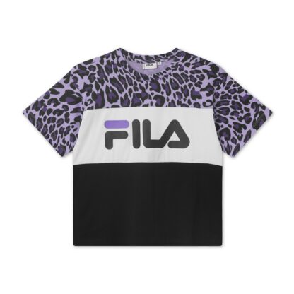 T-shirt en coton à manches courtes ALLISON Blanc/Noir/Violet Fila