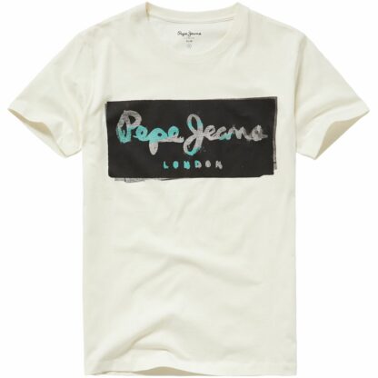 T-shirt logo Poplar Blanc Pepe Jeans