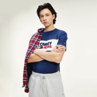 T-shirt logo bande placée Tommy Bleu Marine Tommy Jeans