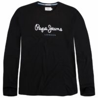 T-shirt manches longues Eggo Long Noir - Blanc Pepe Jeans