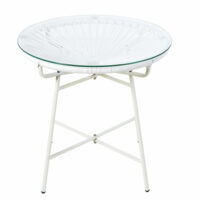 Table basse de jardin en résine blanche et verre Copacabana Maisons du Monde