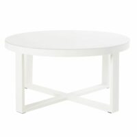 Table basse de jardin ronde en métal blanc et verre Thetis Maisons du Monde