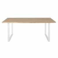 Table de jardin en acacia massif et acier blanc 6/8 personnes L190 Pianosa Maisons du Monde