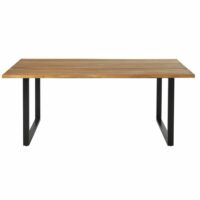 Table de jardin en acacia massif et métal noir 6/8 personnes L190 Pianosa Maisons du Monde