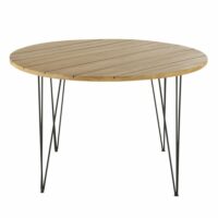 Table de jardin ronde en acacia massif et métal noir 4 places D120 Caramba Maisons du Monde