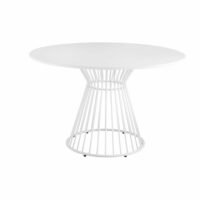 Table de jardin ronde en métal blanc mat 4 personnes D120 Meknes Maisons du Monde