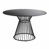 Table de jardin ronde en métal noir mat 4 personnes D121 Meknes Maisons du Monde