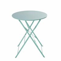 Table de jardin ronde pliante en métal bleu turquoise D58 Guinguette Maisons du Monde