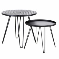 Tables basses de jardin en faïence à motifs et métal noir (x2) Carioca Maisons du Monde