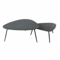 Tables gigognes de jardin en métal gris anthracite mat Humpa Maisons du Monde