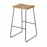 Tabouret de bar de jardin en acacia massif et acier noir Boa Maisons du Monde