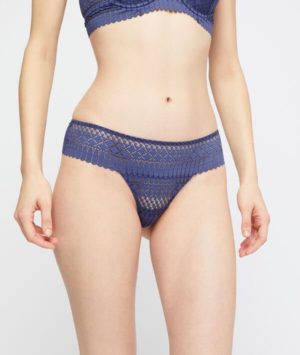 Tanga en dentelle   - Bleu - Femme - Etam