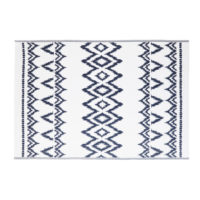 Tapis d'extérieur blanc motifs graphiques bleus 180x270 Maisons du Monde