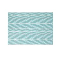 Tapis d'extérieur bleu motifs graphiques blancs 140x200 Maisons du Monde