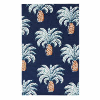 Tapis d'extérieur en polypropylène bleu nuit imprimé palmiers 155x230 Maisons du Monde