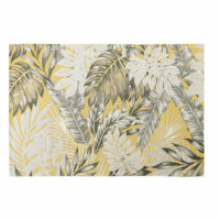 Tapis d'extérieur jaune imprimé feuillages 155x230 Maisons du Monde