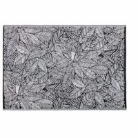 Tapis d'extérieur noir imprimé feuilles blanches 180x270 Maisons du Monde