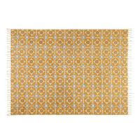 Tapis en coton motifs carreaux de ciment jaune moutarde 160x230cm Maisons du Monde