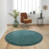 Tapis rond à franges viscose Ramona Emeraude LA REDOUTE INTERIEURS